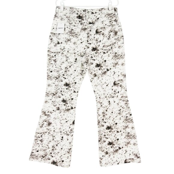NWT Forever 21 Women's Brown & White Animal Print Flared Jeans Mid Rise Size 31 - Picture 2 of 12